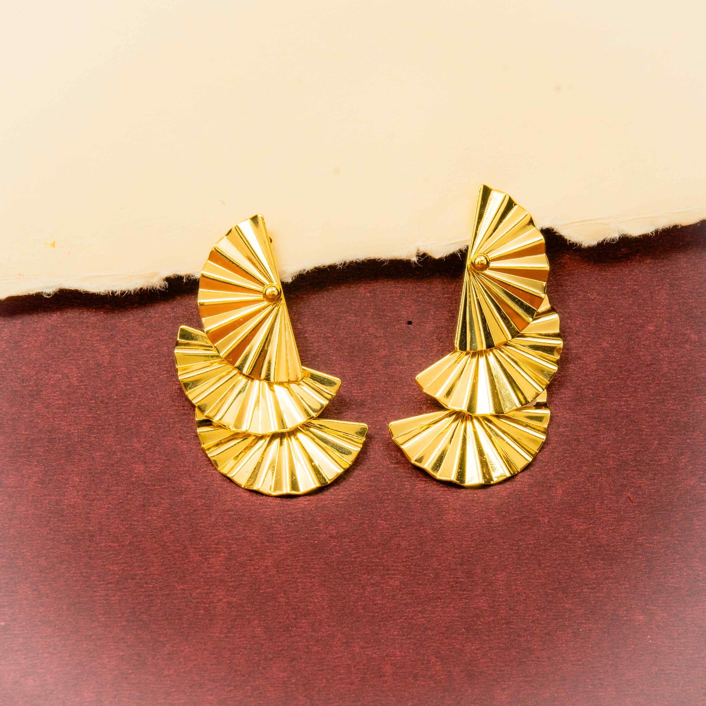 Gold-Plated Contemporary Shaped Drop Earrings