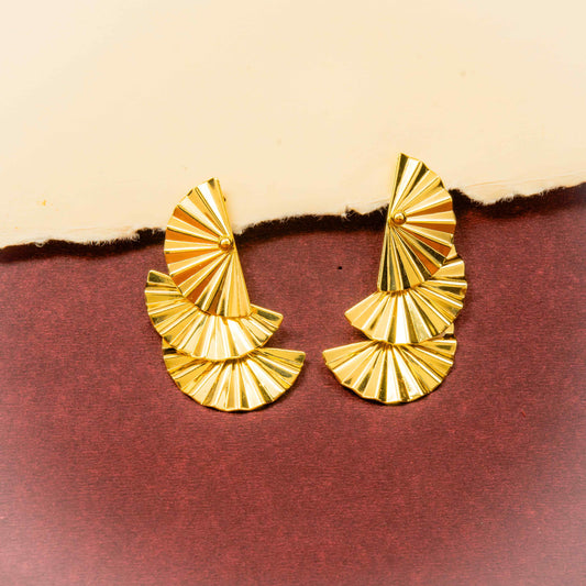 Gold-Plated Contemporary Shaped Drop Earrings