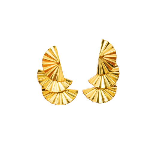 Gold-Plated Contemporary Shaped Drop Earrings