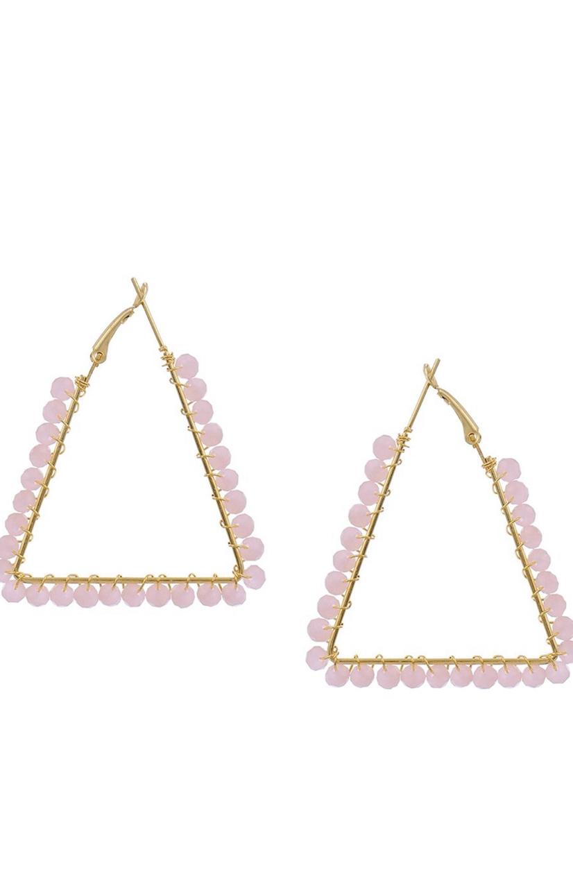 Gold plated Crystals Triangular Hoop Earrings