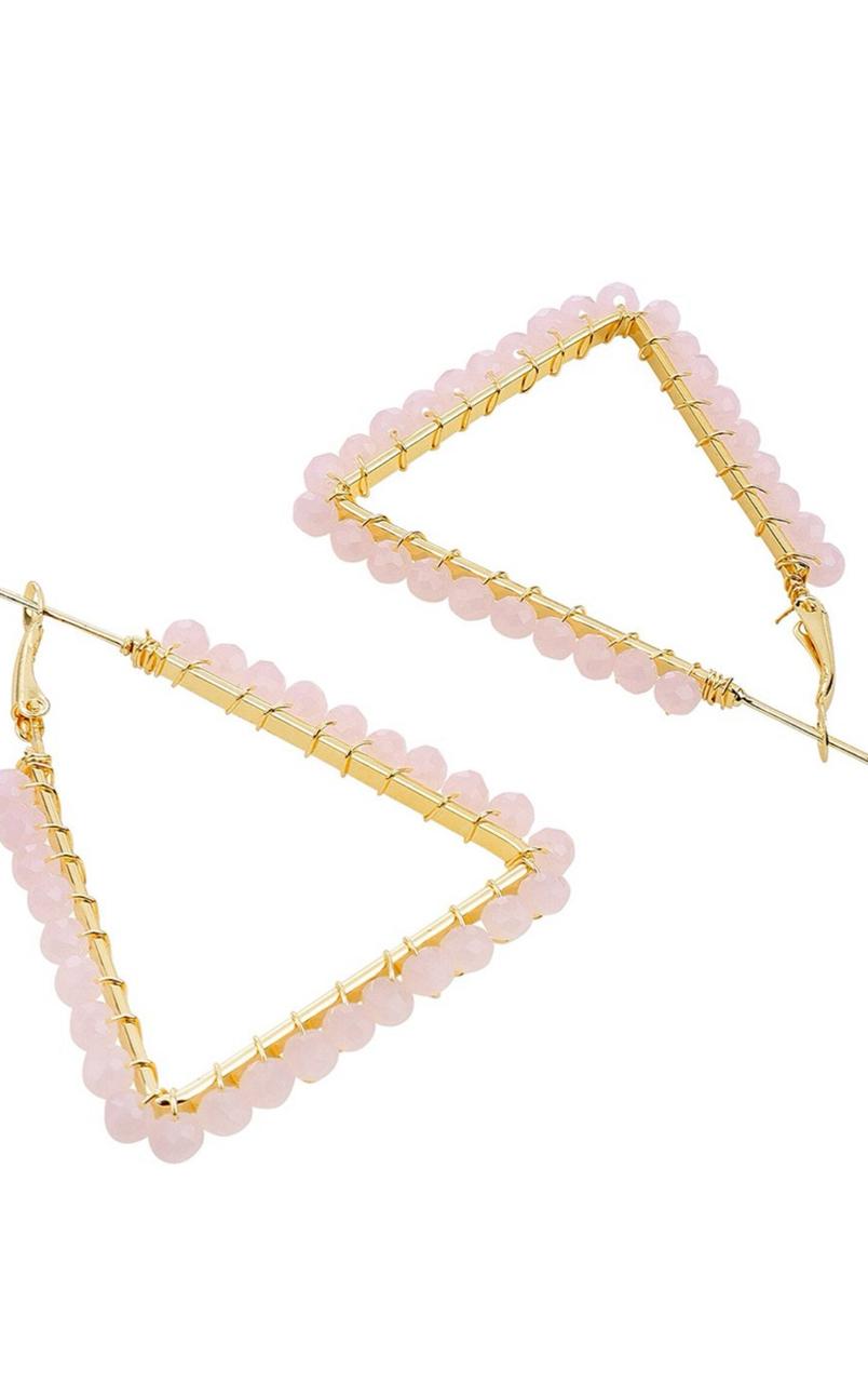 Gold plated Crystals Triangular Hoop Earrings