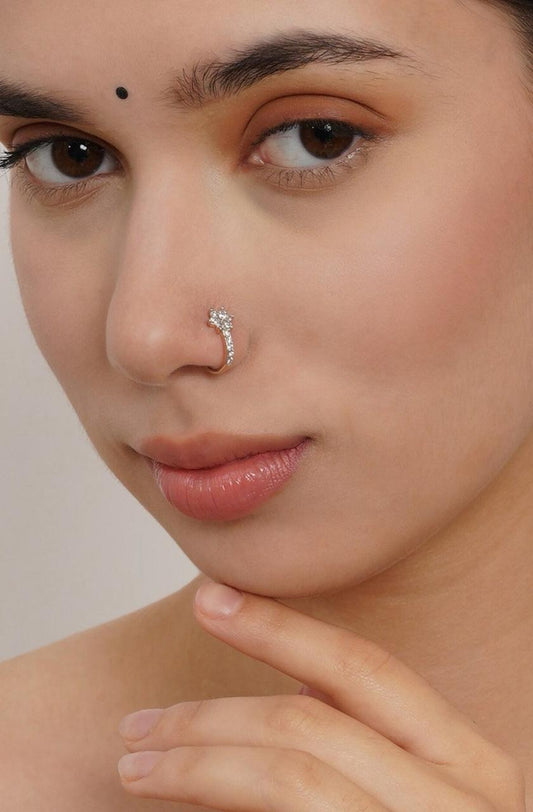 Set Of 4 Gold-Plated Stone Studded Nose pin