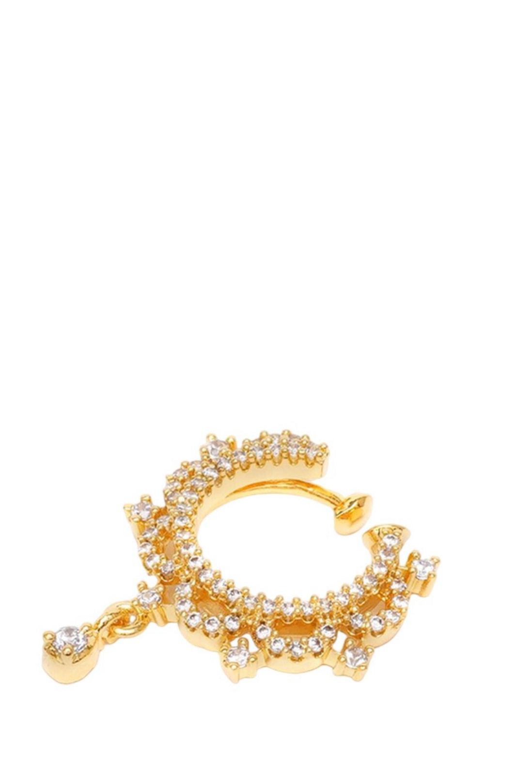 Gold Plated Stones Studded Nose Ring
