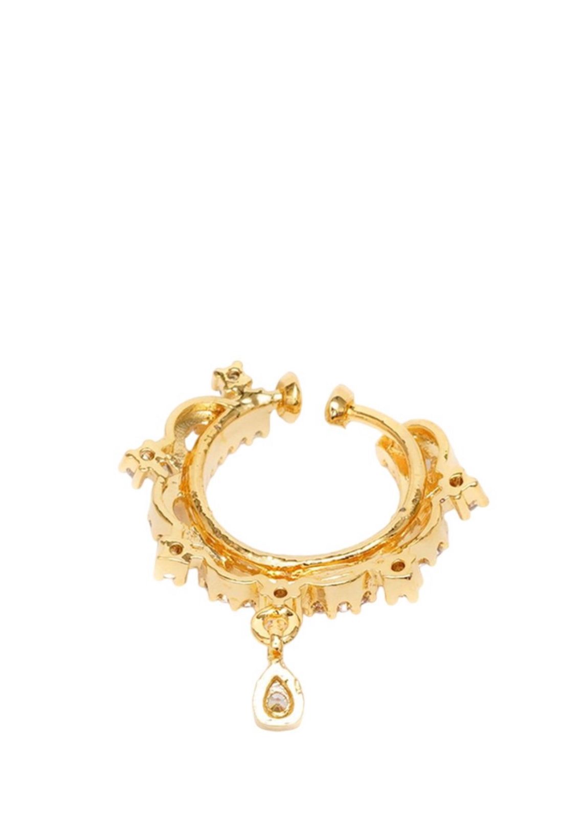 Gold Plated Stones Studded Nose Ring
