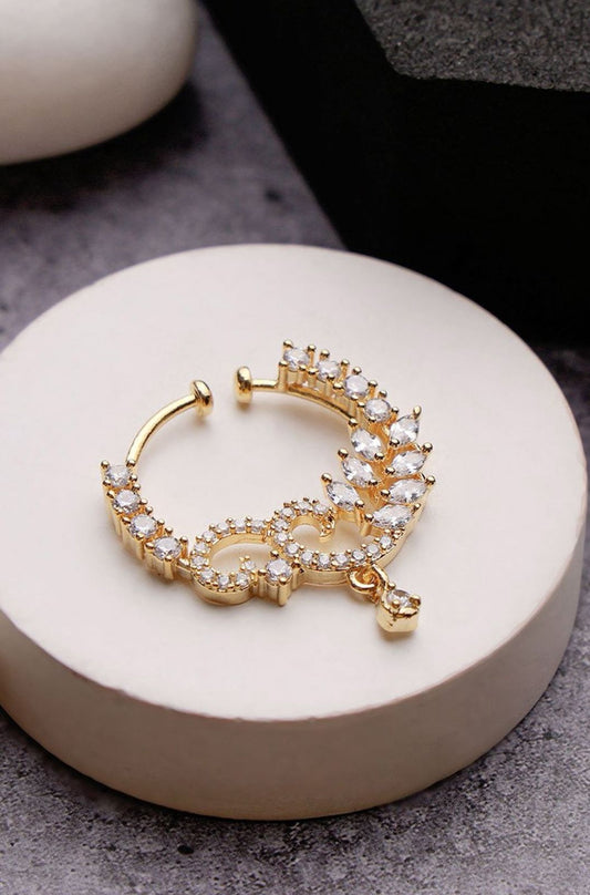 Gold-Plated Cubic Zirconia Septum Nosepin