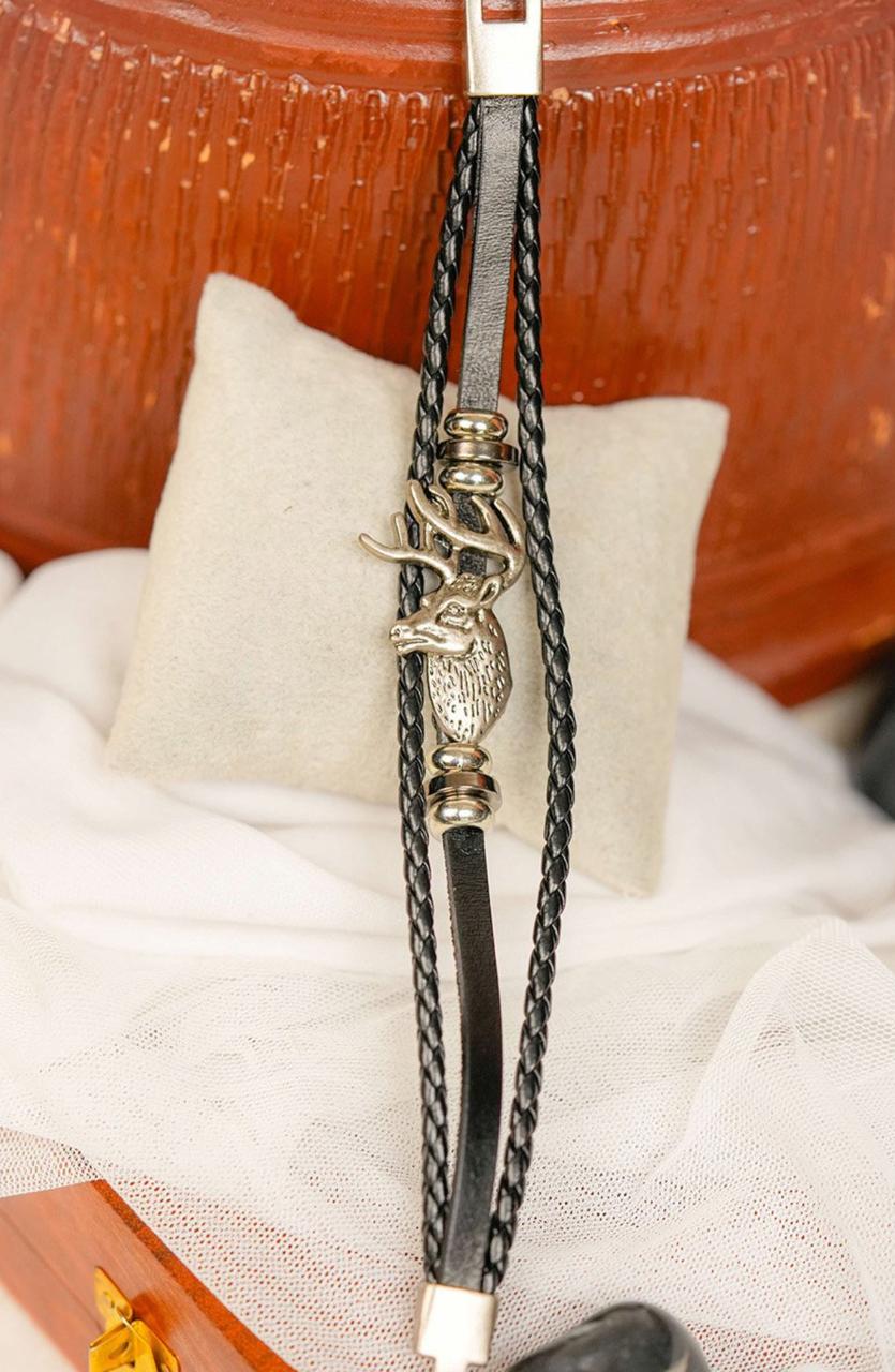Men Leather Wraparound Bracelet