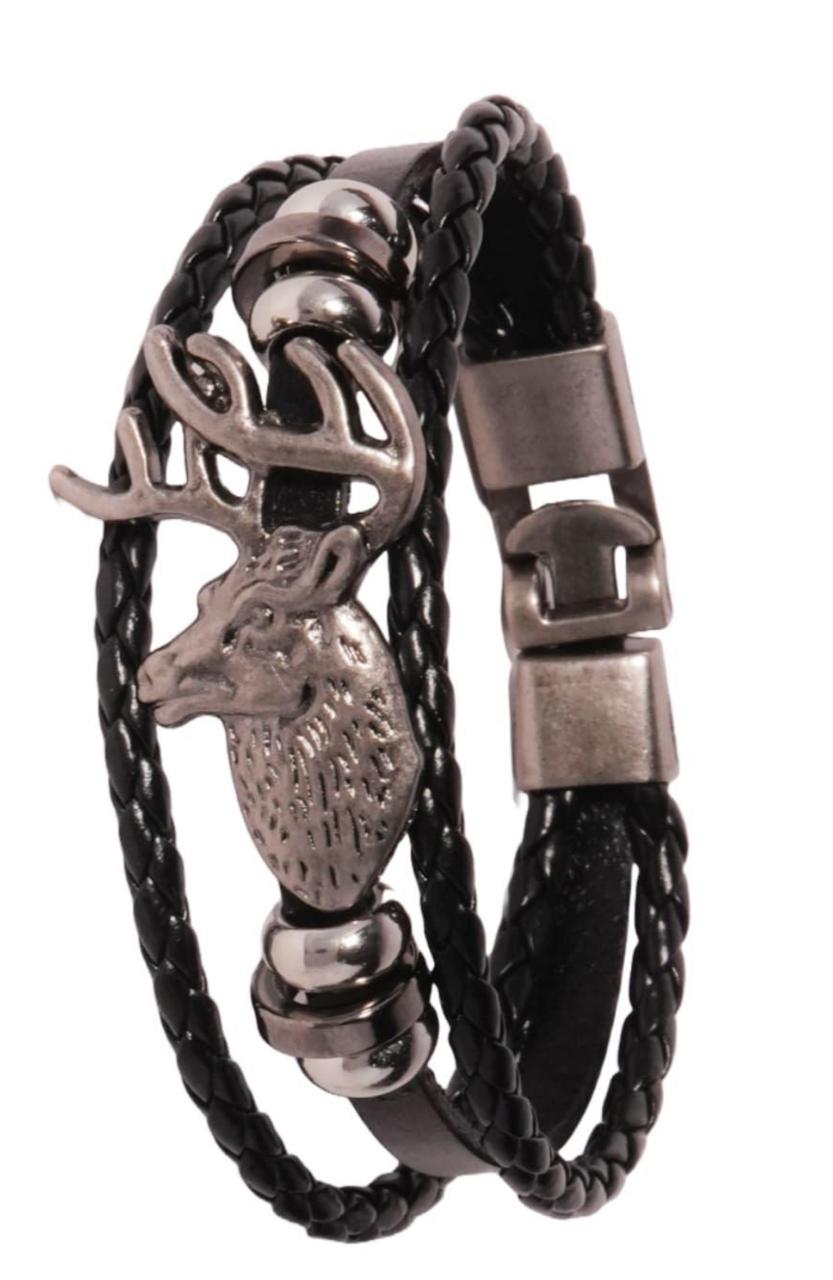 Men Leather Wraparound Bracelet