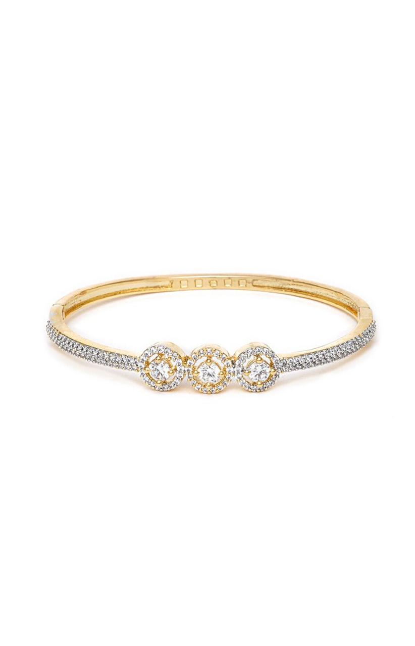 Brass American Diamond Studded Gold-Plated Cuff Bracelet