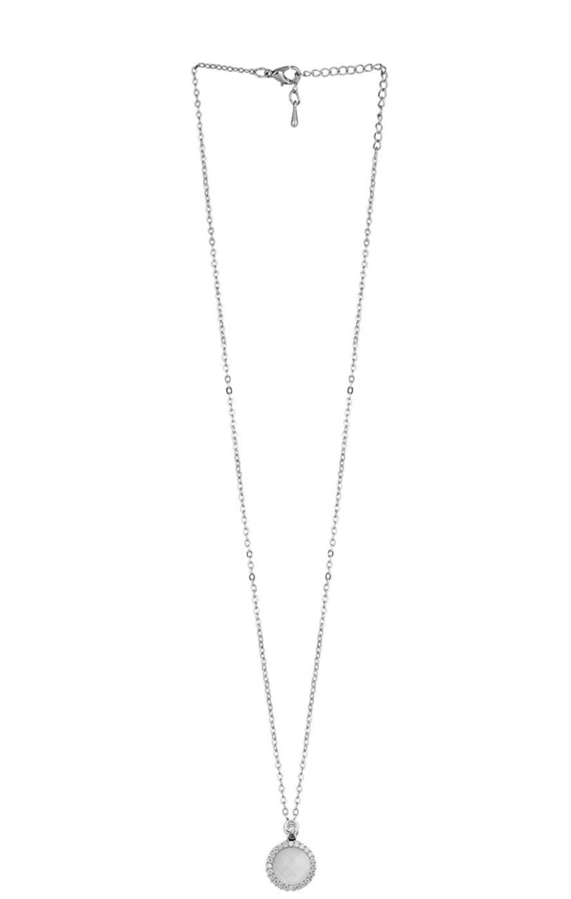 Silver-Plated Stone-Studded Pendant With Chain