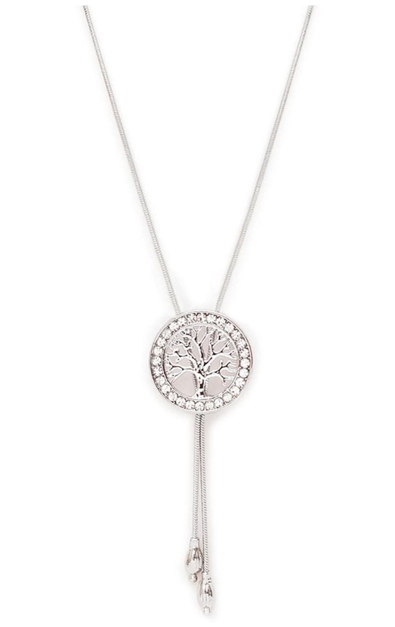 Silver Plated Cubic Zirconia Stone Studded Circle-Shape Pendant With Chain