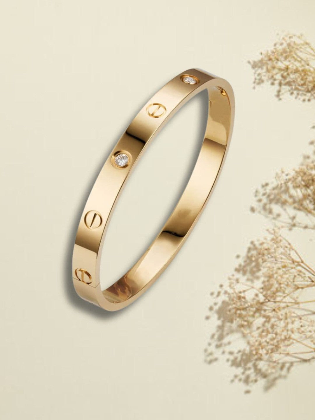 American Diamond Gold-Plated Kada Bracelet
