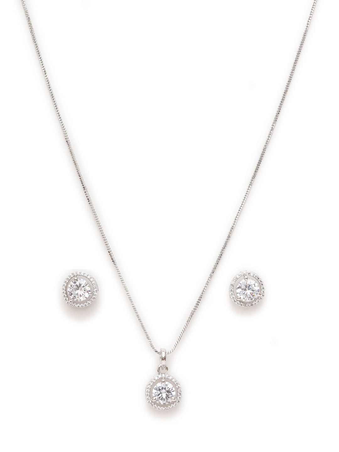 Mali Fionna Silve Plated CZ Studded Jewellery Set