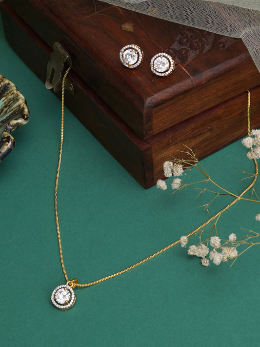 Mali Fionna Gold Plated CZ Studded Jewellery Set