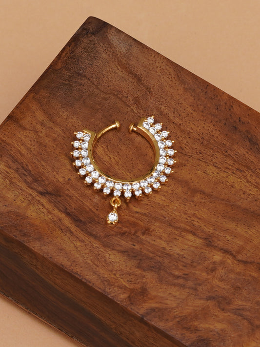 Mali Fionna Gold-Plated Stones-Studded Clip-On Nosering