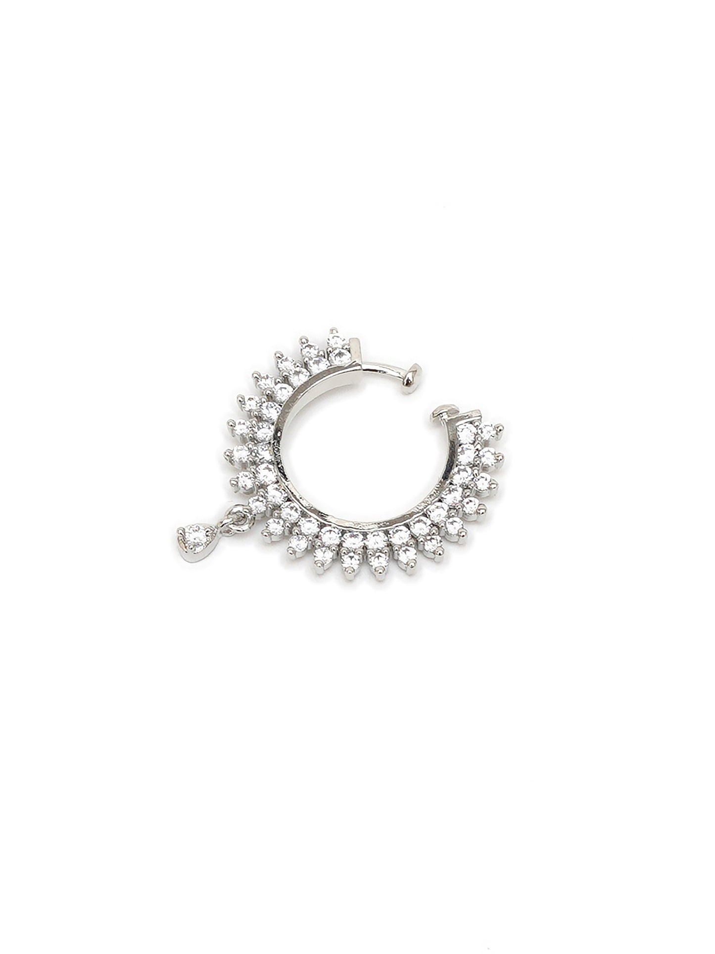 Mali Fionna Silver-Plated Stones-Studded Clip-On Nosering