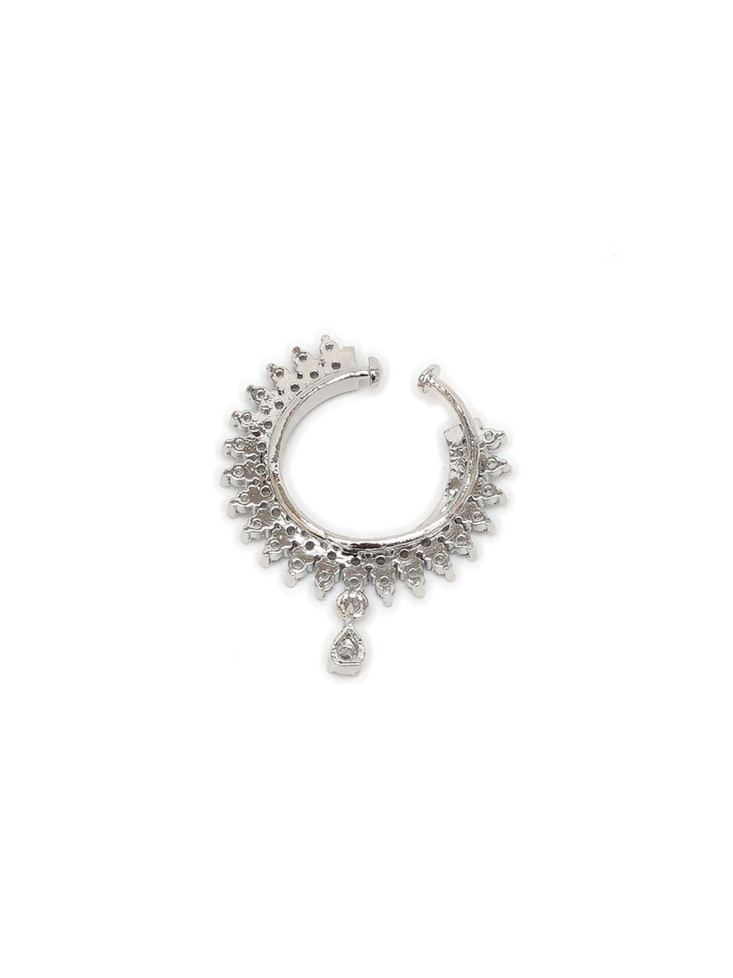 Mali Fionna Silver-Plated Stones-Studded Clip-On Nosering