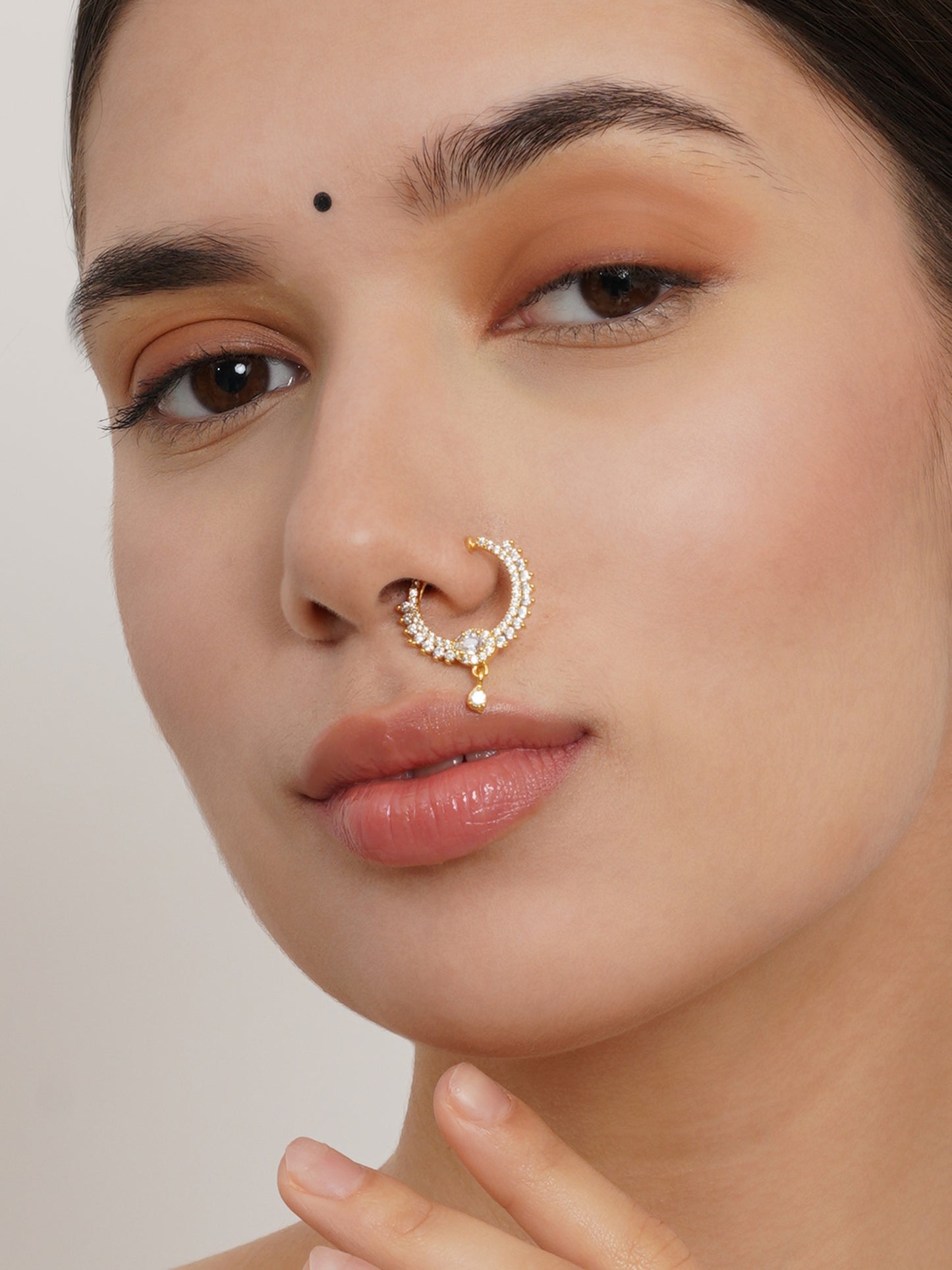 Gold-Plated Stone-Studded Septum Nosepin