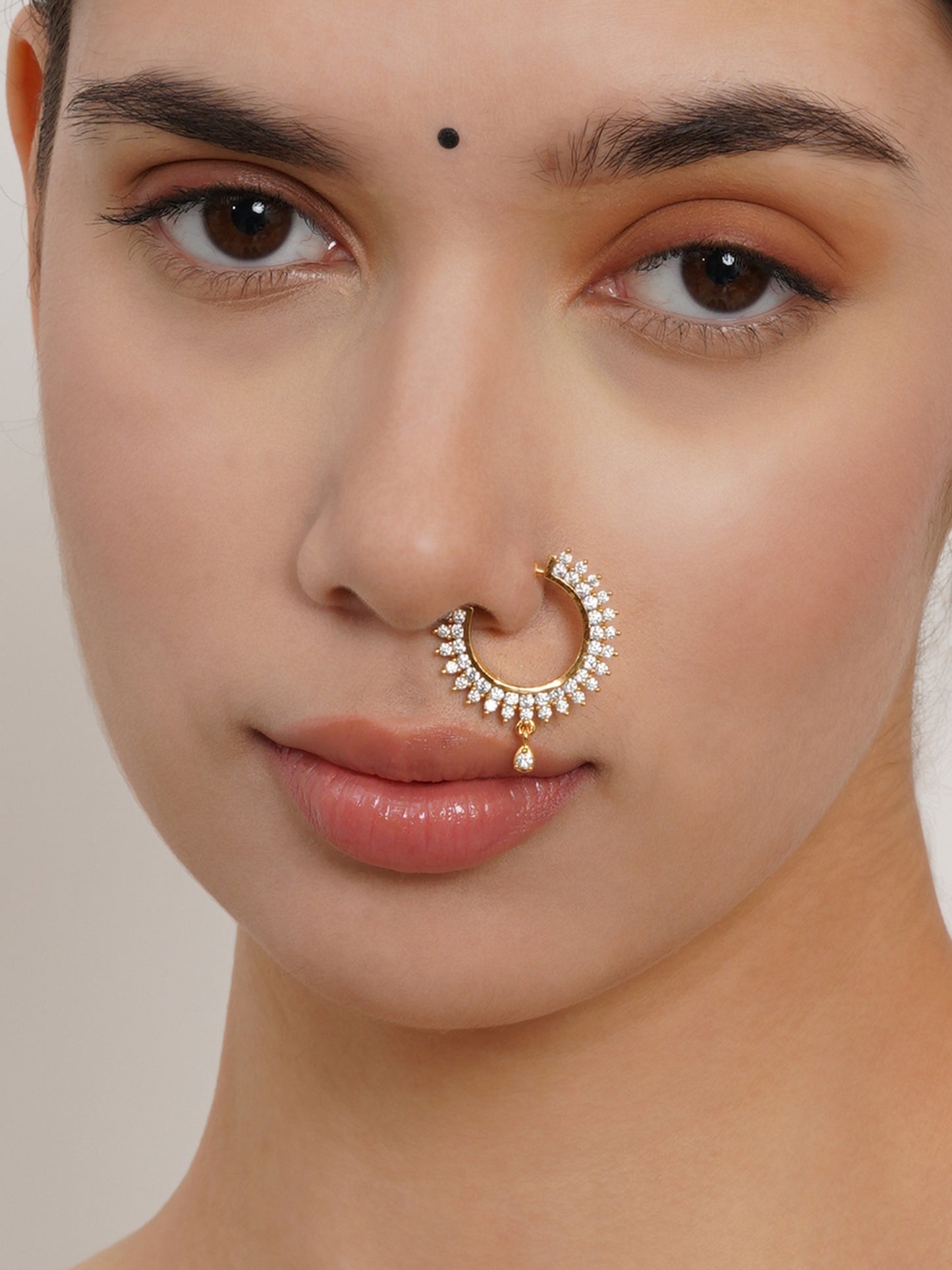 Mali Fionna Gold-Plated Stones-Studded Clip-On Nosering