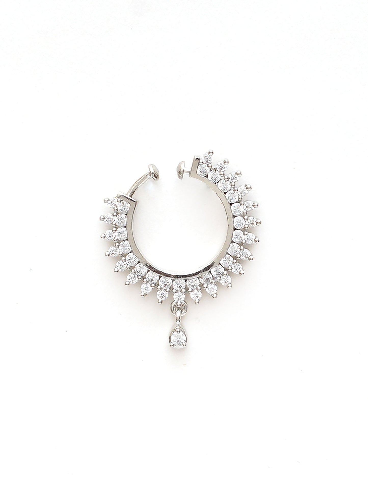 Mali Fionna Silver-Plated Stones-Studded Clip-On Nosering
