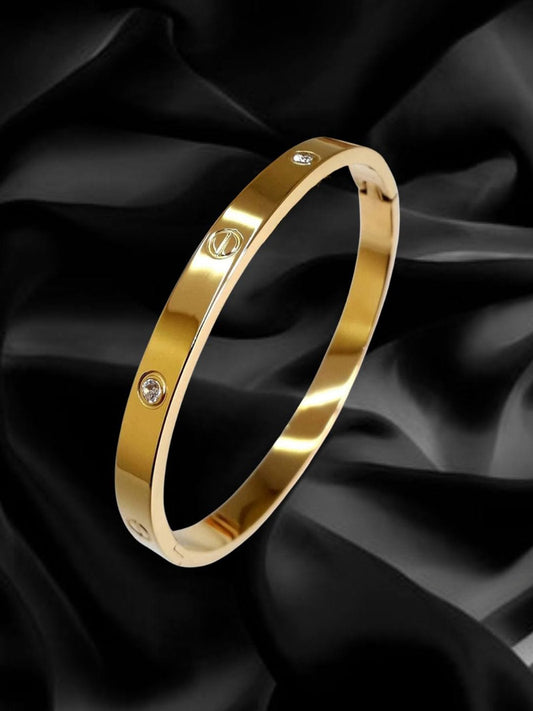 American Diamond Gold-Plated Kada Bracelet