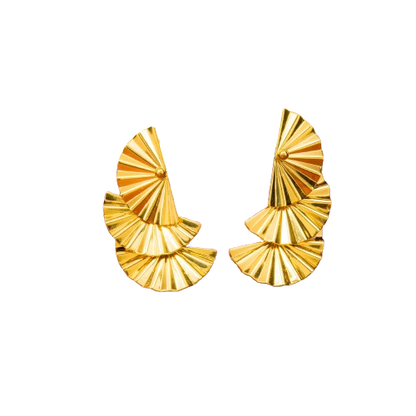 Gold-Plated Contemporary Shaped Drop Earrings