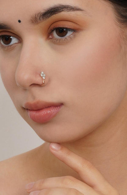 Set Of 4 Gold-Plated Stone Studded Nose pin
