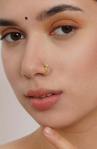 Set Of 4 Gold-Plated Stone Studded Nose pin