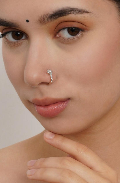 Set Of 4 Gold-Plated Stone Studded Nose pin
