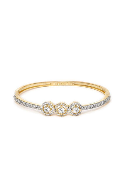 Brass American Diamond Studded Gold-Plated Cuff Bracelet