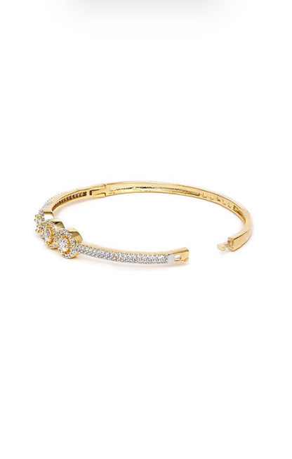 Brass American Diamond Studded Gold-Plated Cuff Bracelet