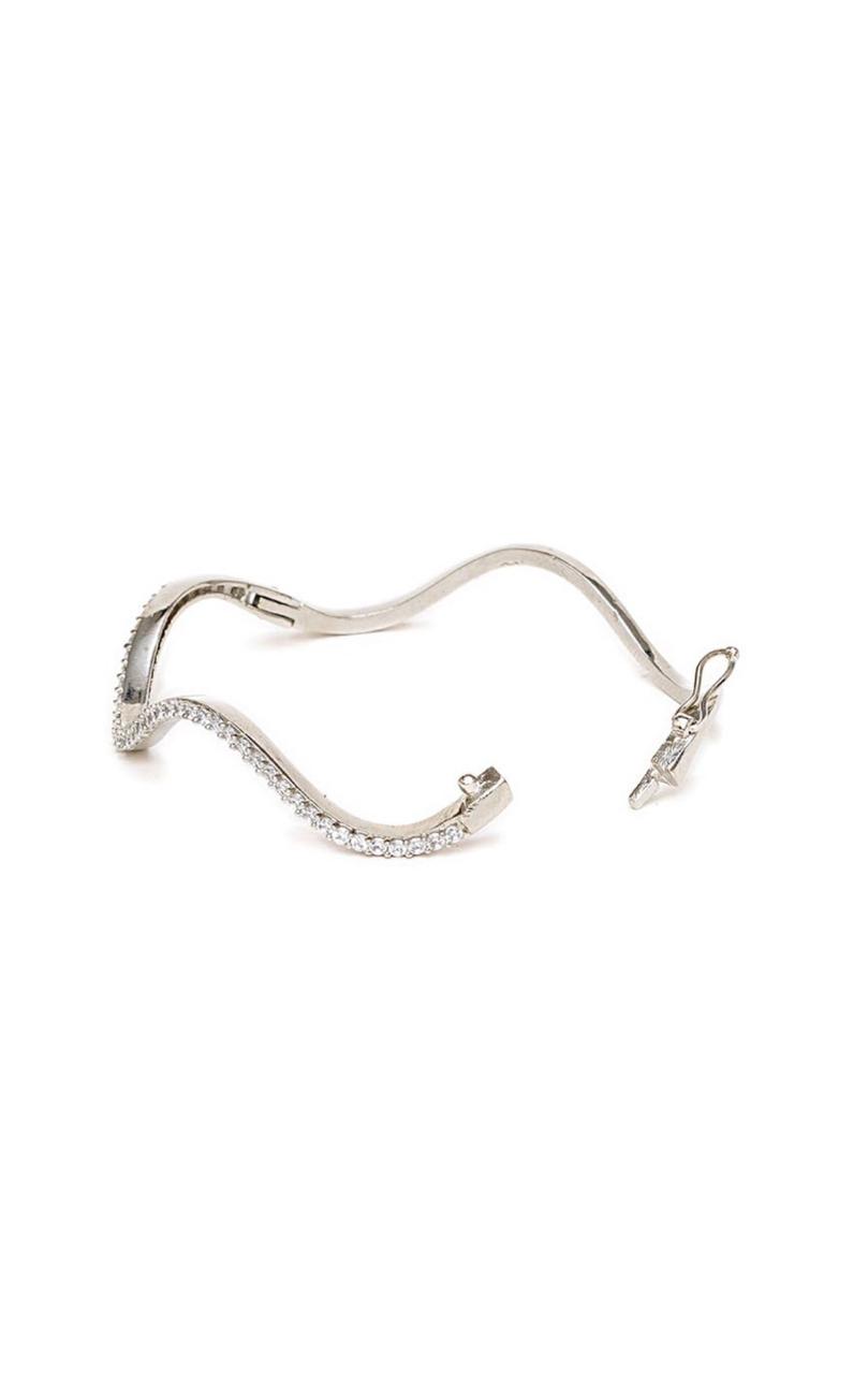 Women Brass American Diamond Studded Silver-Plated Cuff Bracelet