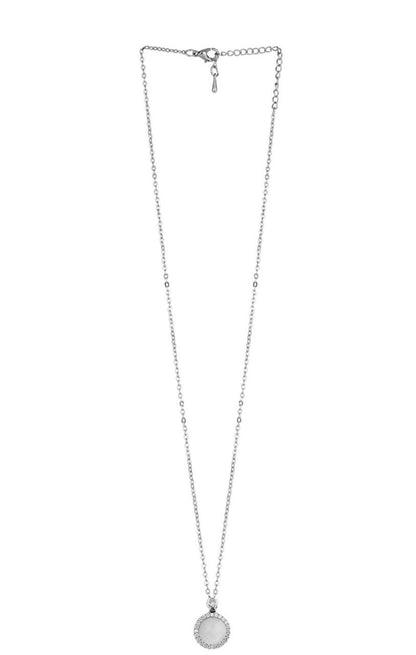 Silver-Plated Stone-Studded Pendant With Chain
