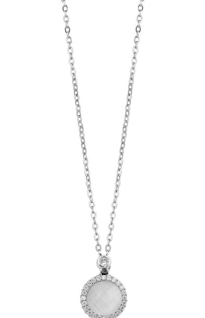 Silver-Plated Stone-Studded Pendant With Chain