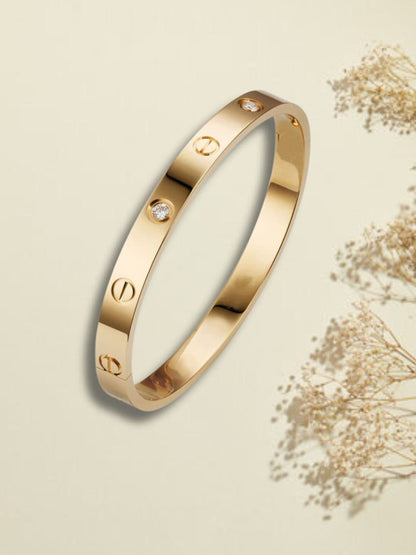 American Diamond Gold-Plated Kada Bracelet