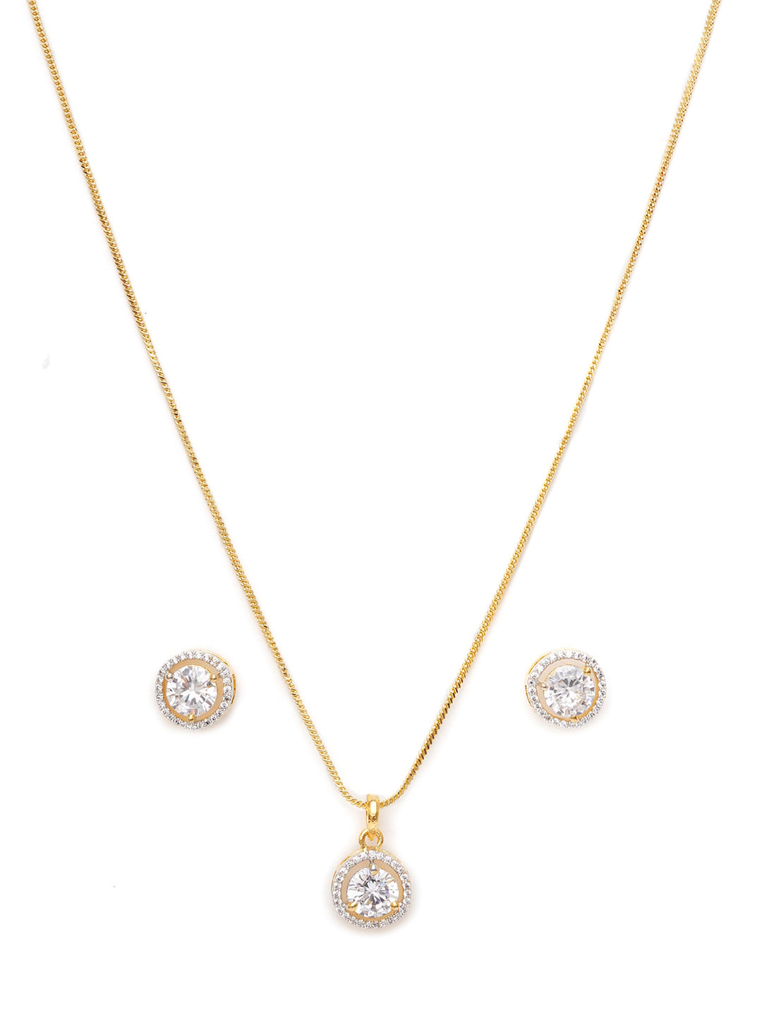 Mali Fionna Gold Plated CZ Studded Jewellery Set