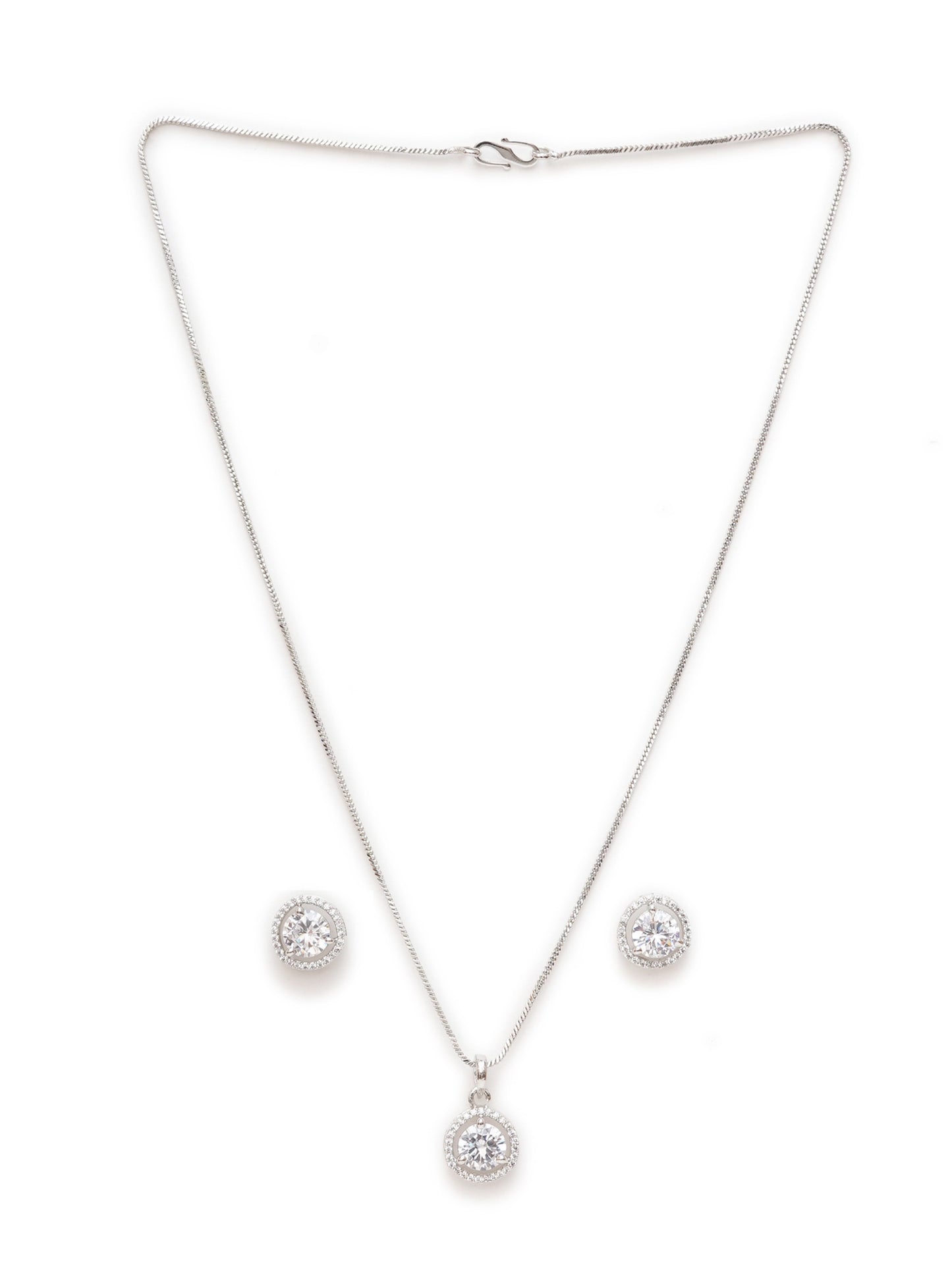 Mali Fionna Silve Plated CZ Studded Jewellery Set