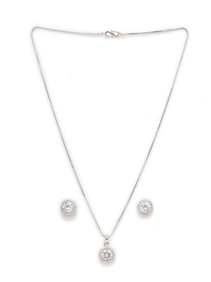 Mali Fionna Silve Plated CZ Studded Jewellery Set