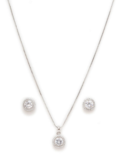Mali Fionna Silve Plated CZ Studded Jewellery Set