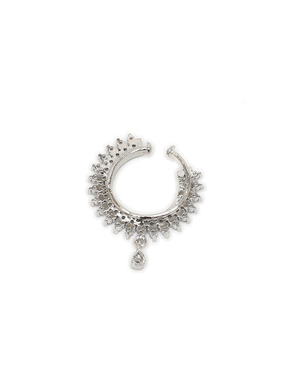 Mali Fionna Silver-Plated Stones-Studded Clip-On Nosering