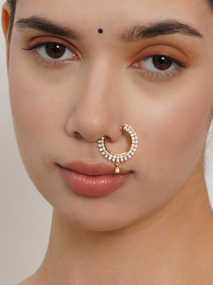 Mali Fionna Gold-Plated Stones-Studded Clip-On Nosering