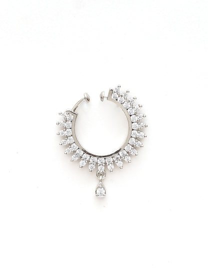 Mali Fionna Silver-Plated Stones-Studded Clip-On Nosering